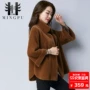 Giả chồn áo len lông nữ ngắn lông khăn choàng lỏng dài knit cardigan áo nhung nữ mùa thu và mùa đông áo khoác lót lông nữ