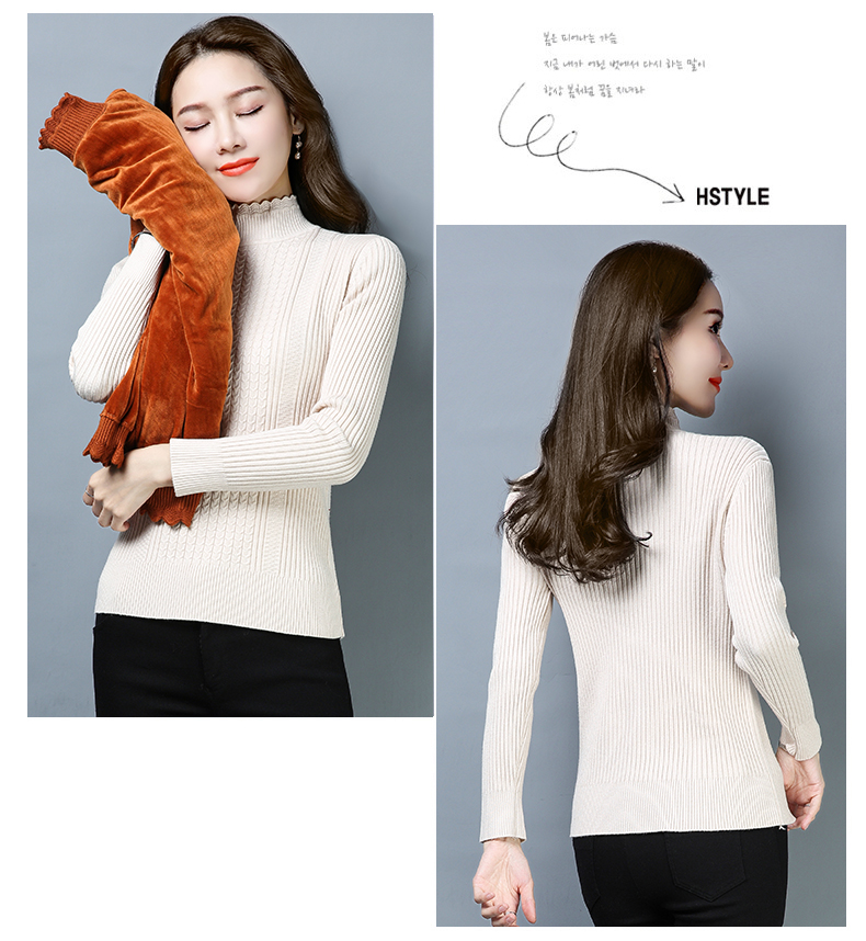 Áo len ngắn tay nữ mùa thu đông mới phiên bản Hàn Quốc cộng với nhung dày Slim size lớn là áo len mỏng - Áo / áo thun áo thun