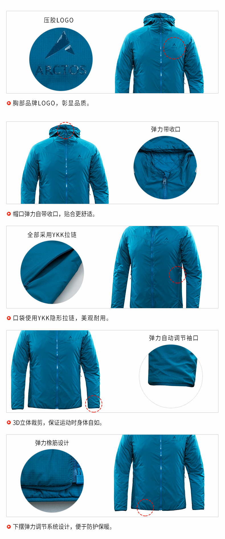 仿北极熊毛 Thermolite保暖纤维  土拨鼠代工厂 极星男女款棉服 图5