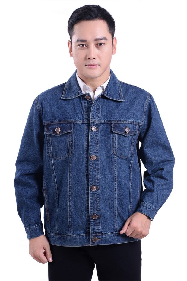 Bảo hiểm lao động nam trung niên mặc áo khoác mùa thu và mùa đông áo khoác trung niên quần jeans áo khoác lửng áo khoác hàn quốc