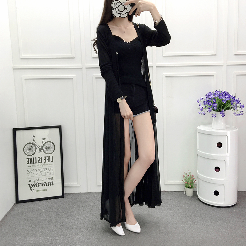 2026 Spring/Summer Extra Long Knitted Cardigan for Women, Long Skirt, Thin and Versatile Sun Protection Clothing, Long Sleeve Outerwear, Air Conditioning Shirt Jacket