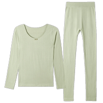 Autumn clothes and autumn trousers set for women pure cotton thermal underwear thin base layer velvet thickened cotton sweater for autumn and winter