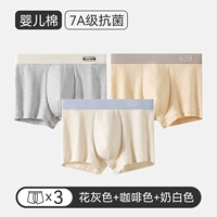 [Baby Cotton 7a Antibacterial] Цветочный серый+коричневый+коричневый+молочно -белые три куски