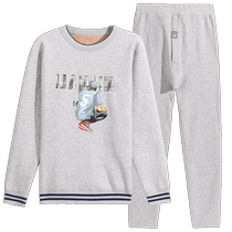 Teenagers thermal underwear mens thickened and velvet junior high school students autumn clothes and long pants pure cotton suit winter