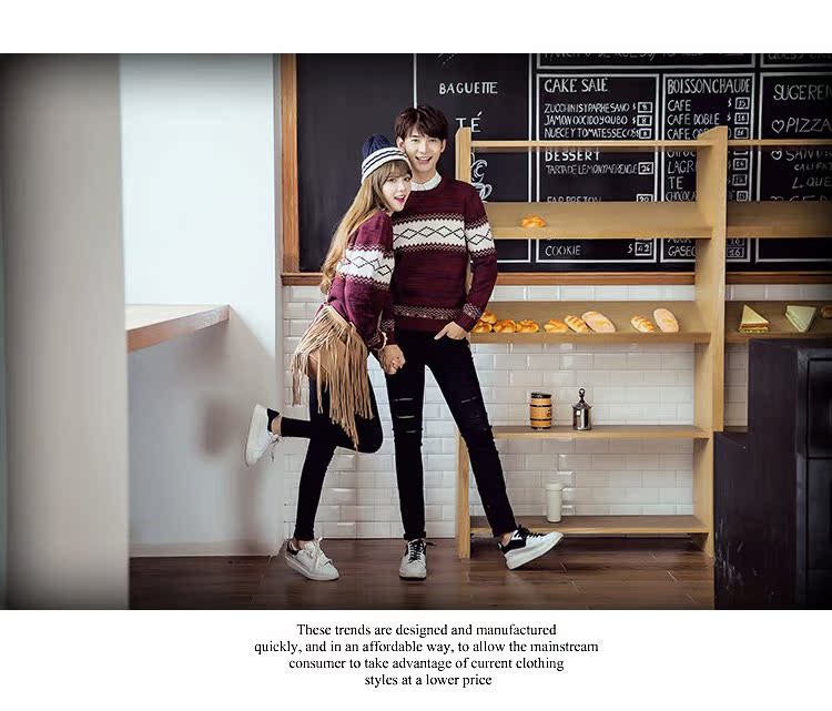 Các cặp vợ chồng mùa thu và mùa đông quần áo mới của Hàn Quốc phiên bản của Slim gió quốc gia áo thun áo len triều nam giới và phụ nữ sinh viên đáy áo len