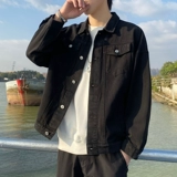 Tide, джинсовая мужская трендовая демисезонная черная куртка, в корейском стиле, оверсайз