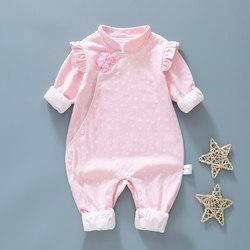 Newborn Baby Clothes, Autumn Clothes, Baby Girl Pure Cotton Double-Layer Romper, Spring & Fall Full Moon Princess Jumpsuit