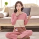 Bộ đồ ngủ nữ mùa xuân và quần dài tay cotton hai mảnh phù hợp với phim hoạt hình Hàn Quốc cotton giản dị kích thước lớn dịch vụ tại nhà