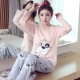 Bộ đồ ngủ nữ mùa xuân và mùa thu cotton cho sinh viên Hàn Quốc tươi mát và đáng yêu dài tay mùa đông mặc nhà mùa hè bộ dài tay 