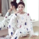 Bộ đồ ngủ nữ mùa xuân và mùa thu cotton cho sinh viên Hàn Quốc tươi mát và đáng yêu dài tay mùa đông mặc nhà mùa hè bộ dài tay 