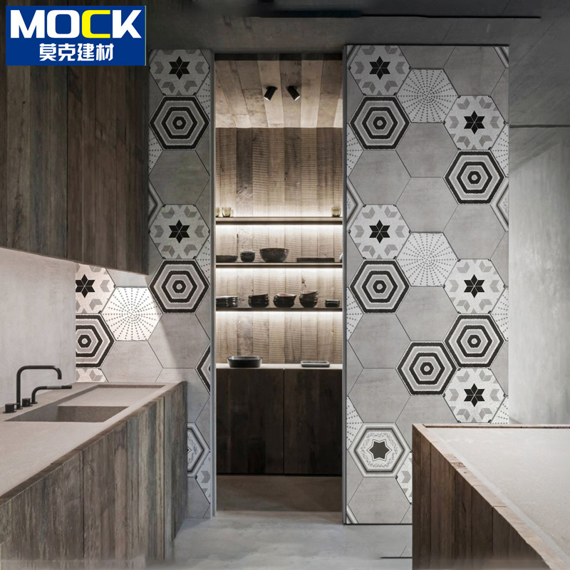 Hexagon Brick Nordic Industrial Cement Grey Toilet Wall Brick Kitchen Non-slip Floor Tiles 260x300 Hexagon Tiles-Taobao