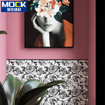 Black & White Rose Brick Retro American Toilet Bathroom Toilet Tile Sketching Art Kitchen Balcony Small Flower pieces