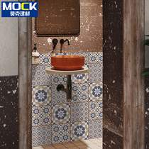 Nordic Ins Geometric Blue Flower Brick Handmade Brick Bathroom Retro Anti-Slip Toilet Wall Tile Floor Tiles Restaurant 300