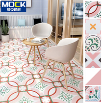Flower tiles pink toilet kitchen bathroom courtyard balcony floor tiles 300 vintage non-slip tile hipster Nordic