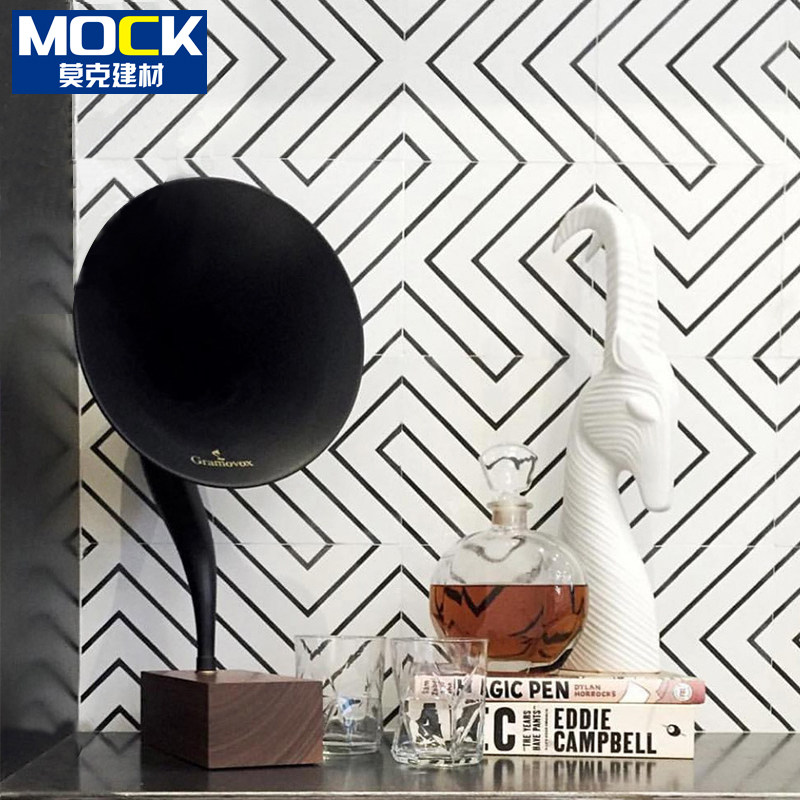 Small flower tiles Nordic black and white floor tiles bathroom kitchen wall tiles powder room balcony art tiles 300x300 flower pieces