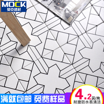 Black and white tiles geometric minimalist modern tile lines 200 Nordic Bathroom Kitchen bathroom balcony floor tiles 300