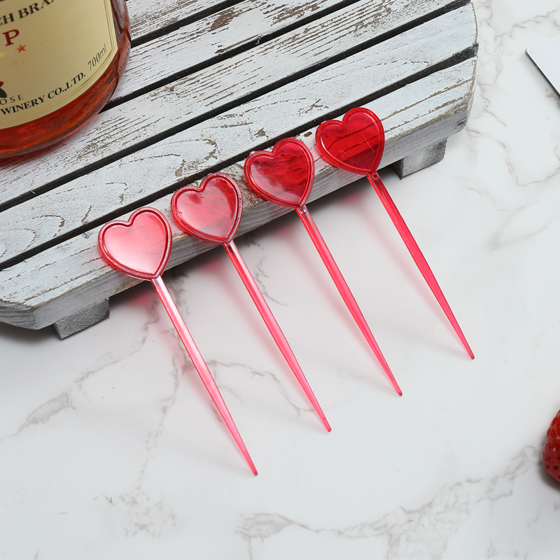 Bar KTV fruit fork disposable color fruit sign cake fork food-grade fork delicate transparent bamboo fork