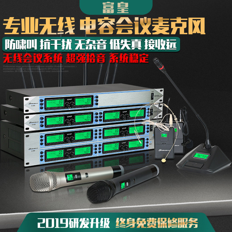 Rich Royalist E-248 Wireless Microphone Mic a Topping Two Four-Eight Stage Performance KTV Conference wearing a microphone