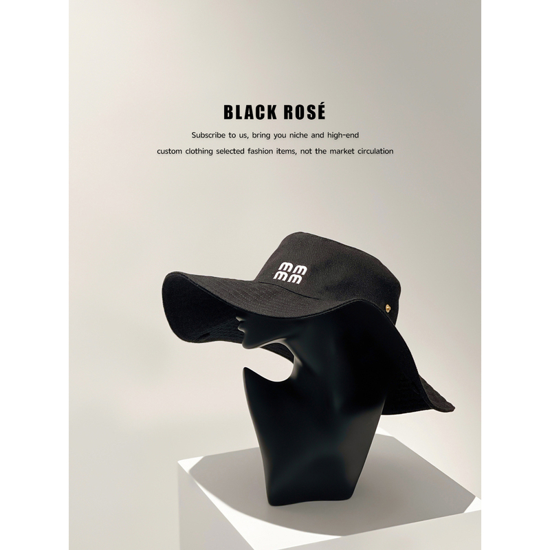 Black Rosé Super Slimming, Sun-Shading, Western-Style Snap-Button Cowboy-Style Uv Protection Bucket Hat Black Rosé Super Slimming, Sun-Shading, Western-Style Snap-Button Cowboy-Style Uv Protection Bucket Hat