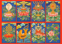 Customized pictures of the eight auspicious treasures Tibetan portraits in the living room photo paper printing double-sided plastic sealing table wall hanging decorative paintings