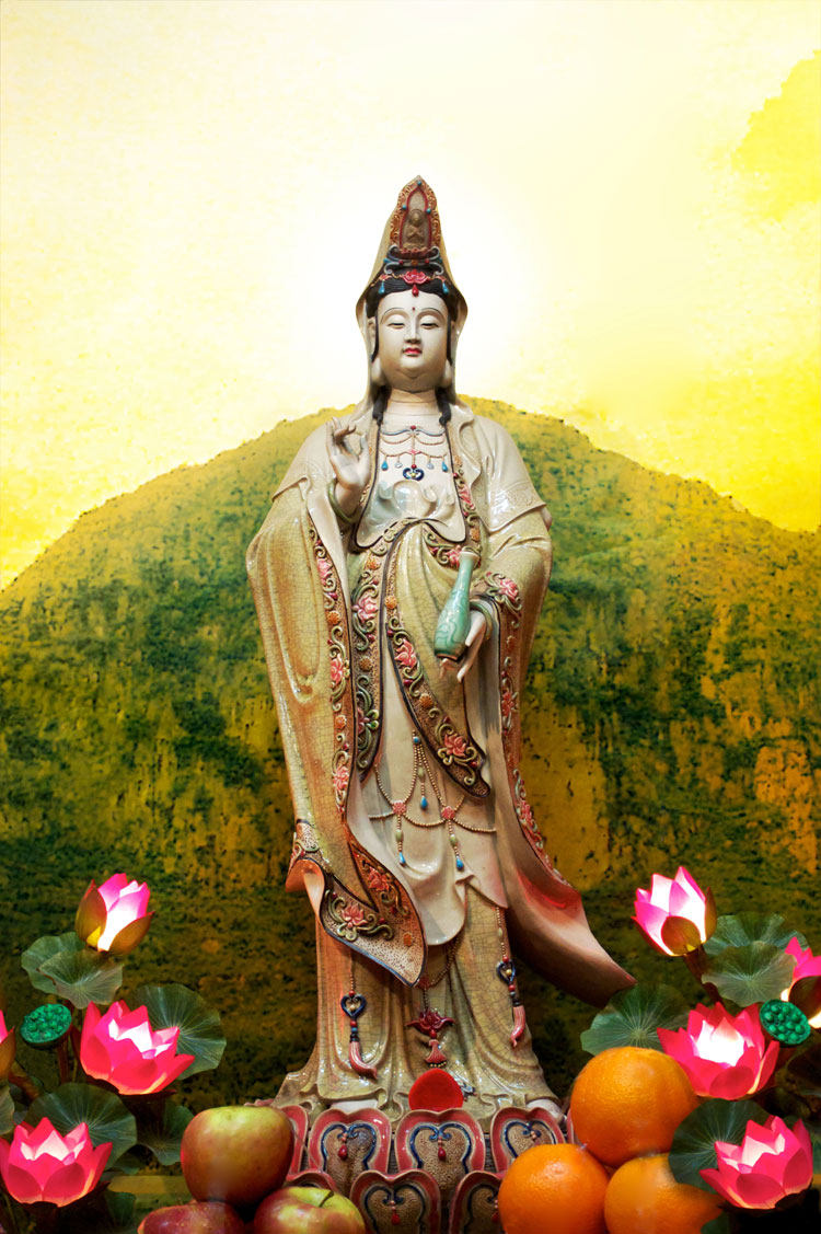 Custom Guanyin Bodhisattva portrait Buddha statue Painting Photo paper Plastic seal Guanyin Da Shi Tie Guanyin double-sided printing
