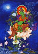 Custom green mother portrait Guanyin incarnation Photo paper plastic exquisite special victory Buddha painting Thangka Tantric marriage