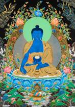 Customized pharmacist Buddha portrait photo paper plastic seal high-definition knot three Holy pharmacist Tat Buddha painting Thangka