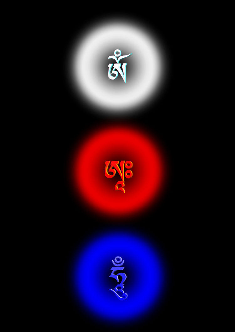 Custom Om Ah Hum picture photo paper printing Double-sided plastic Sanskrit seed word portrait knot 