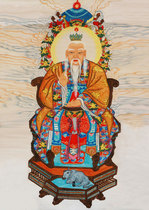 Custom Moral Tian Zun portrait photo paper Plastic Taoist statue double-sided printing Taishang Laojun fate