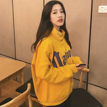 Velvet ins super fire top womens lazy wind turtleneck sweater 2021 new long-sleeved Korean loose jacket autumn and winter