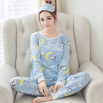 Spring and autumn Korean version of long-sleeved pajamas womens thin casual two-piece suit cute student fresh homewear cartoon fish