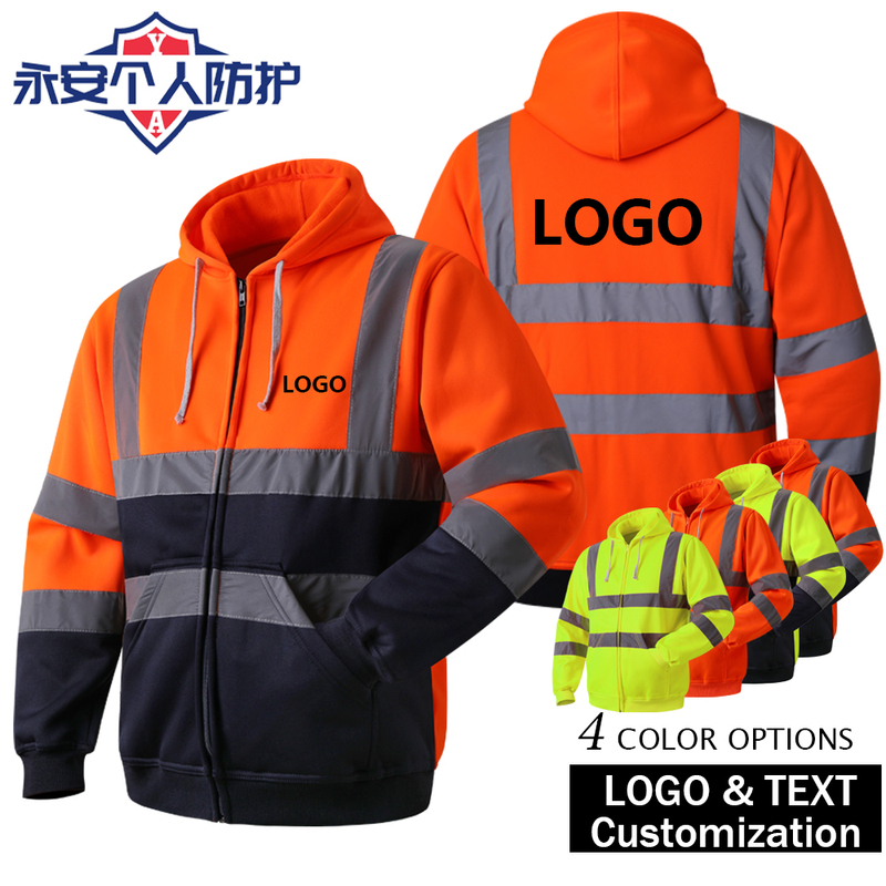 Spring and Autumn Single-Sided Fleece Reflective Sweatshirt Work Jacket Workwear Night Rescue Polar Fleece Safety Protective Clothing