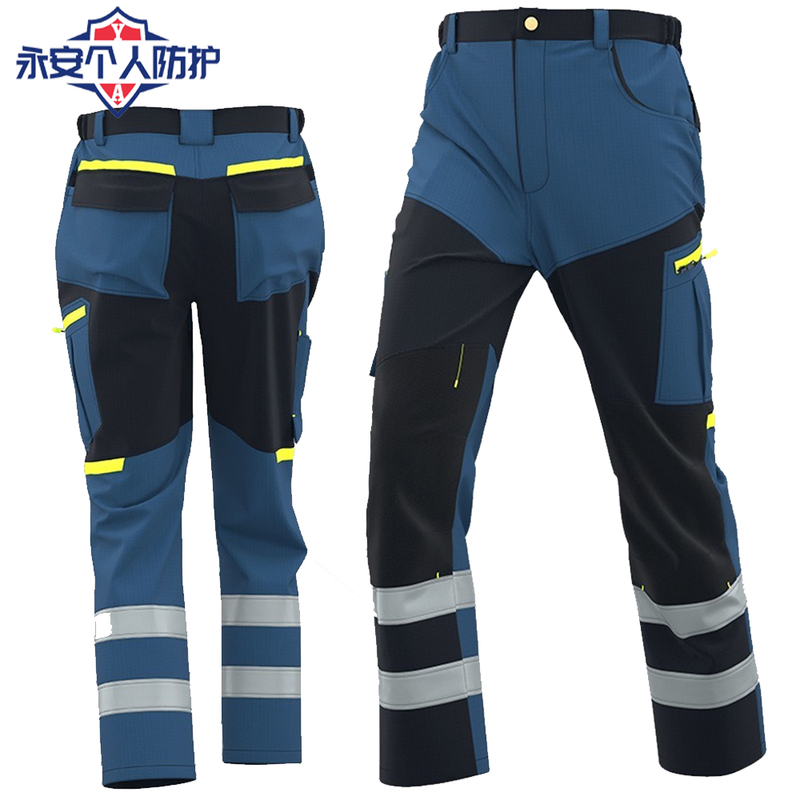 Multi-Pocket Polyester-Cotton Work Pants, Multi-Pocket Auto Repair and Shipyard Men's Work Pants with Reflective Strips, Spring and Autumn Long Pants, Durable Mechanic's Clothing Multi-Pocket Polyester-Cotton Work Pants, Multi-Pocket Auto Repair and Shipyard Men's Work Pants with Reflective Strips, Spring and Autumn Long Pants, Durable Mechanic's Clothing