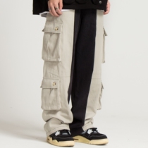 NSTNEW START denim stitching multi-pocket overalls loose casual mens and womens all-match straight hip-hop trousers