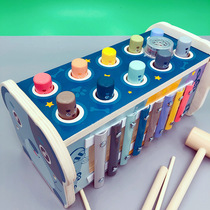 Childrens wooden whack-a-mole baby multi-functional educational knock-on music trailer wooden early education educational toy