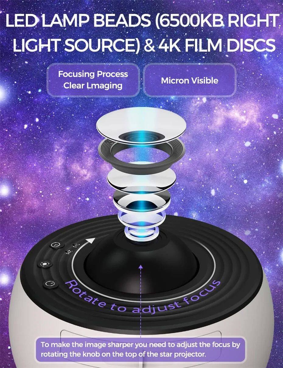 лампа led night light galaxy projector starry sky projector 360°