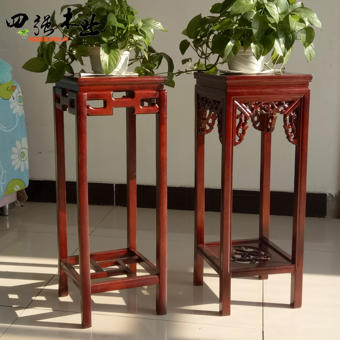 Chinese flower stand Solid wood carved living room bonsai small shelf Ground gold Gerbera Wooden European interior decoration