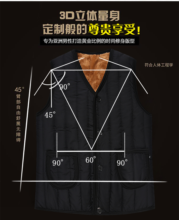 Áo vest nam trung niên mùa thu đông mới cộng với áo nhung cotton dày bố mặc áo vest cỡ lớn ấm áp cũ ao ba lo nam
