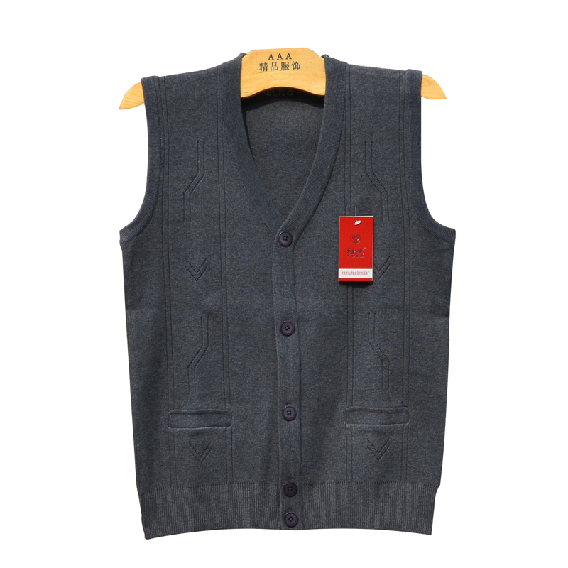 Trung niên mùa xuân và mùa thu nam vest vest cha mặc V-Cổ ông già len vest cardigan áo len áo len