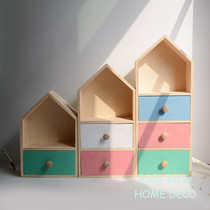 ins Nordic wind minimalist geometric woody small house Sub-styled lockers Bedroom Multi-functional drawer-type storage cabinet