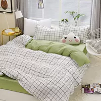 Net gia đình Red rung bốn giường đơn ký túc xá khăn trải giường ba mảnh vải chăn sọc đơn giản - Khăn trải giường bộ drap giường 1m6