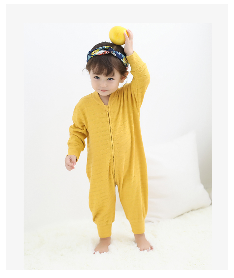 Bộ đồ ngủ trẻ em một mảnh mùa xuân và mùa thu dài của cotton chống lạnh cho nam và nữ Đồ ngủ cho bé dày lên 1-3 tuổi bộ đồ liền quần hình thú bé trai
