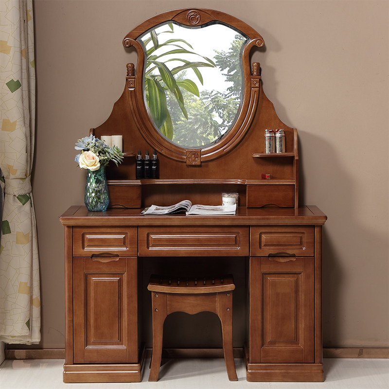 Retro solid wood dressing table bedroom furniture multifunctional household female makeup table assembly Chinese classical dressing table