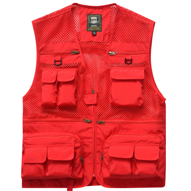 Mùa hè mỏng phần lưới vest nam leo núi nhanh khô giải trí nhiều túi chụp ảnh câu cá ngoài trời vest kích thước lớn - Dệt kim Vest áo len nam trung niên