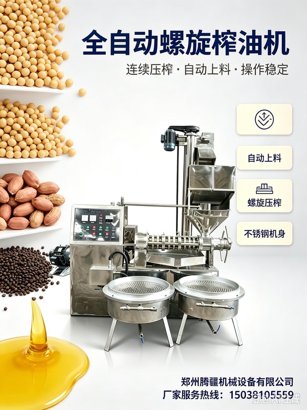 Commercial Peanut, Rapeseed, Soybean, Sesame Screw Oil Press Machine, Fully Automatic Hot and Cold Dual-Use Tea Seed and Walnut Oil Extraction Machine