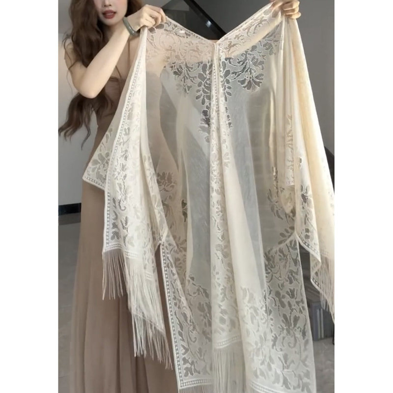 Retro High-End Lace Cut Out Tassel Sun Protection Clothing for Women in Summer with Skirt and Small Shawl Air-Conditioning Shirt Jacket Retro High-End Lace Cut Out Tassel Sun Protection Clothing for Women in Summer with Skirt and Small Shawl Air-Conditioning Shirt Jacket