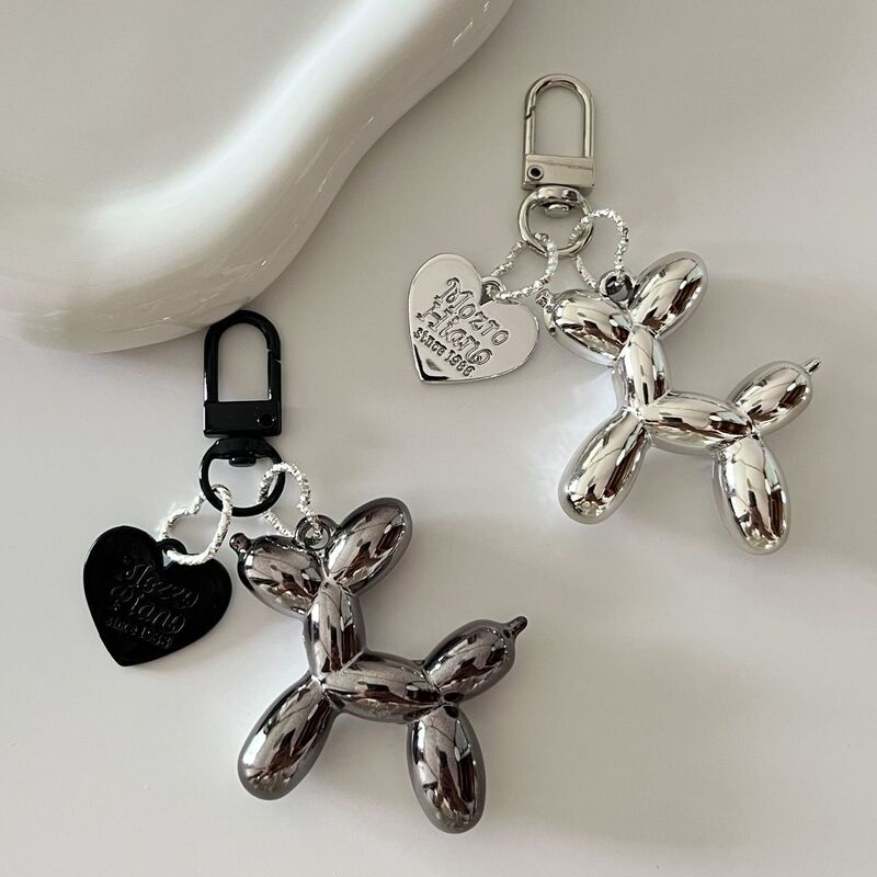 Creative ins New Electroplated Silver Balloon Dog Little Red Book Same Keychain Cartoon Car Keychain