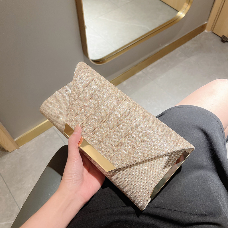 Trendy Women's Bag 2026 New Model Ktv Princess Bag Clutch Pleated Shoulder Bag Shiny Evening Banquet Crossbody Women's Bag Trendy Women's Bag 2026 New Model Ktv Princess Bag Clutch Pleated Shoulder Bag Shiny Evening Banquet Crossbody Women's Bag