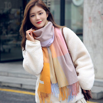 Autumn Winter Thickened Scarves for women Mens cashmere Cashmere Checkered students lovers new Korean version of warm streaming Su Great shawl