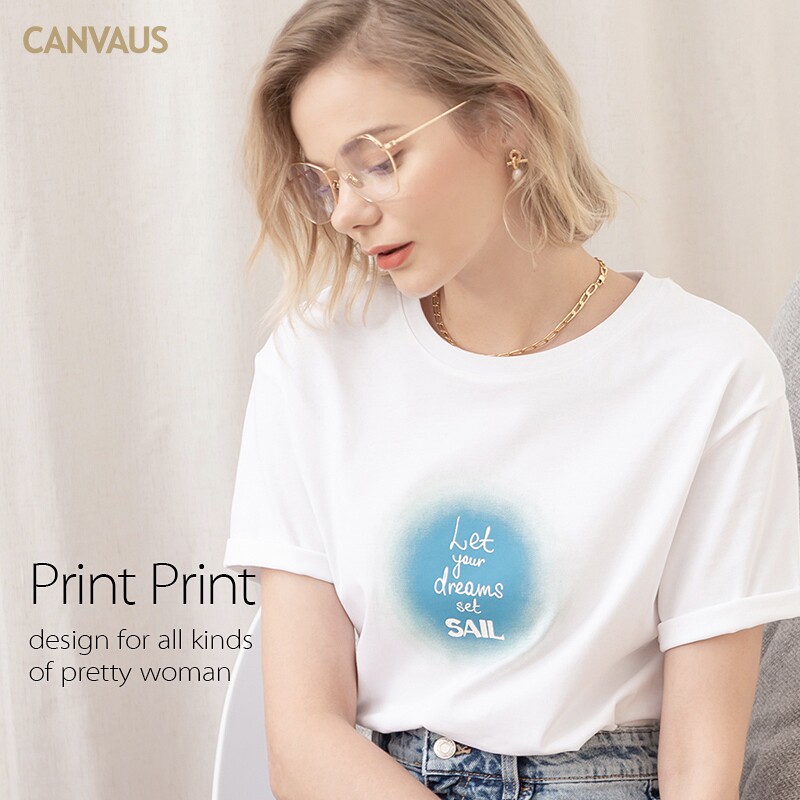 CANNVAUS New Printed Temperament Short Sleeve T-Shirt Woman Loose Large Size Mm Round Collar Korean Version Pure Cotton Compassionate Blouse Summer 